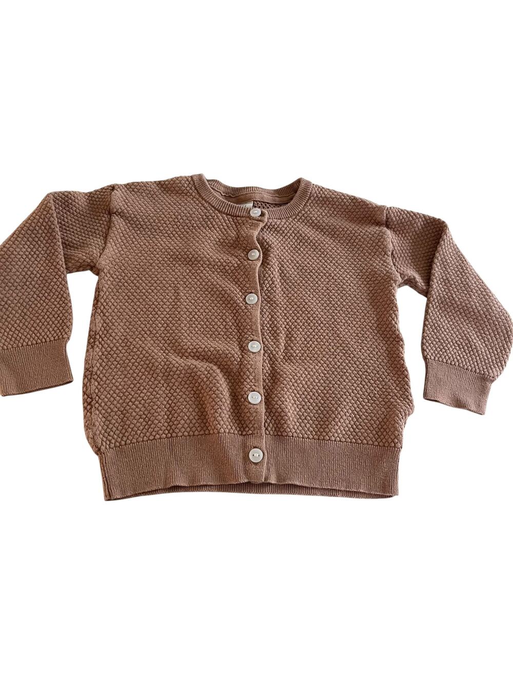 H&M Girls Light Brown Waffle Knit Cardigan - 18-24 Months